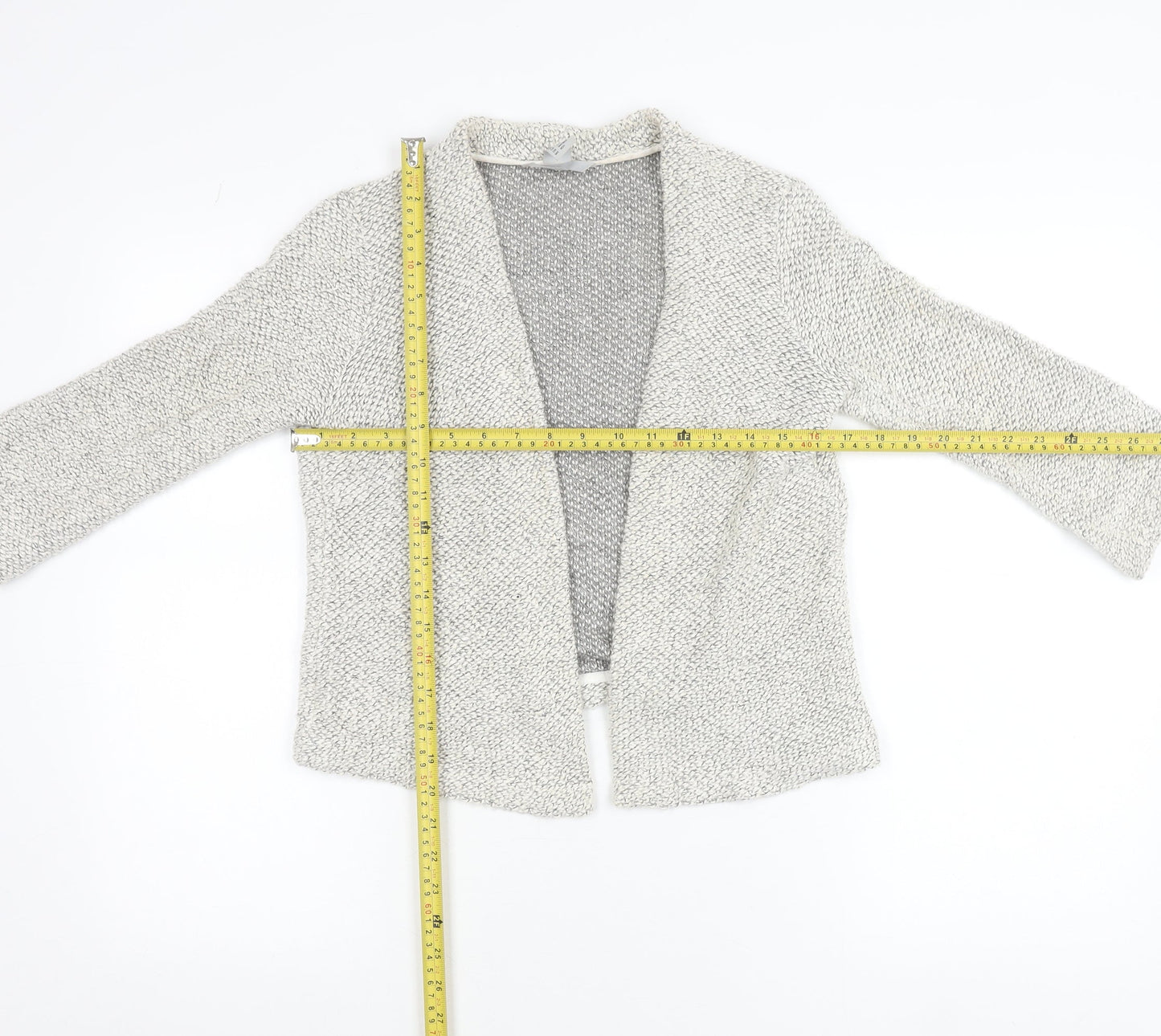 H&M Women’s Grey Knit Open Cardigan XS 3/4 Sleeve Casual Classic