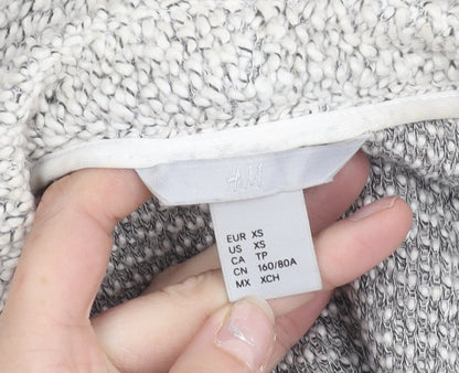 H&M Women’s Grey Knit Open Cardigan XS 3/4 Sleeve Casual Classic