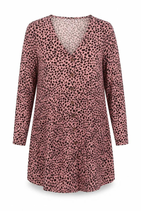 Front view of Missguided Women’s Pink Leopard Print Shift Mini Dress UK 6