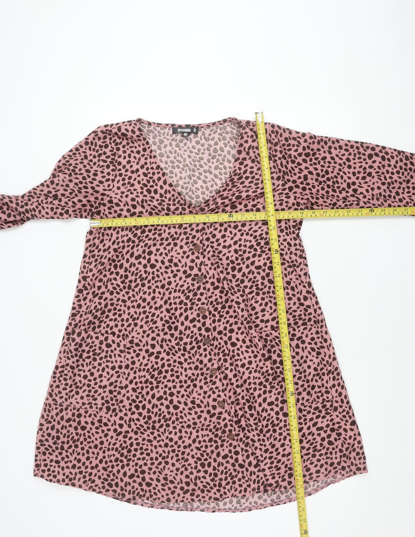 Missguided Women’s Pink Leopard Print Shift Mini Dress UK 6