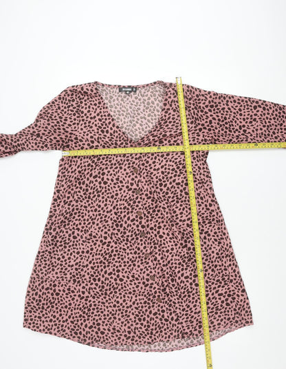 Missguided Women’s Pink Leopard Print Shift Mini Dress UK 6