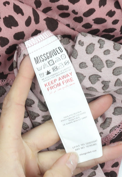 Missguided Women’s Pink Leopard Print Shift Mini Dress UK 6