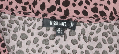 Missguided Women’s Pink Leopard Print Shift Mini Dress UK 6