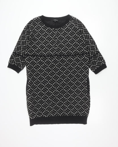 Soon Womens Black Geometric Pullover Jumper Size 14 Crew Neck