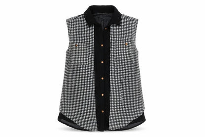 Atmosphere Womens Black Houndstooth Button Up Sleeveless Shirt Size 6