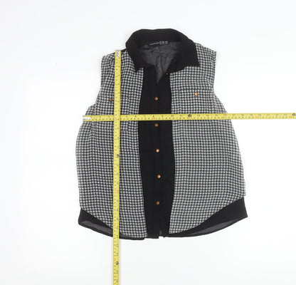 Atmosphere Womens Black Houndstooth Button Up Sleeveless Shirt Size 6