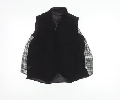 Atmosphere Womens Black Houndstooth Button Up Sleeveless Shirt Size 6