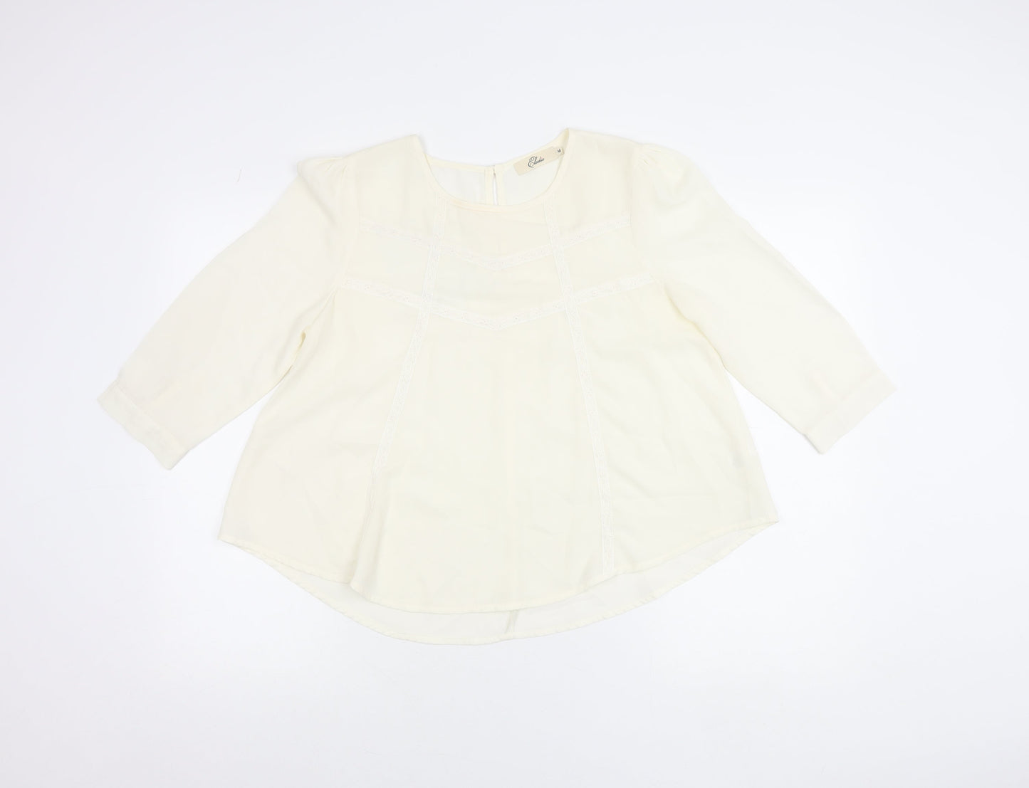 Elodie Womens Ivory Blouse Size M 3/4 Sleeve Tunic Top
