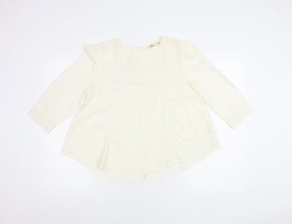 Elodie Womens Ivory Blouse Size M 3/4 Sleeve Tunic Top