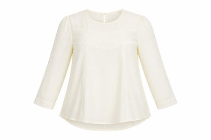 Elodie Womens Ivory Blouse Size M 3/4 Sleeve Tunic Top