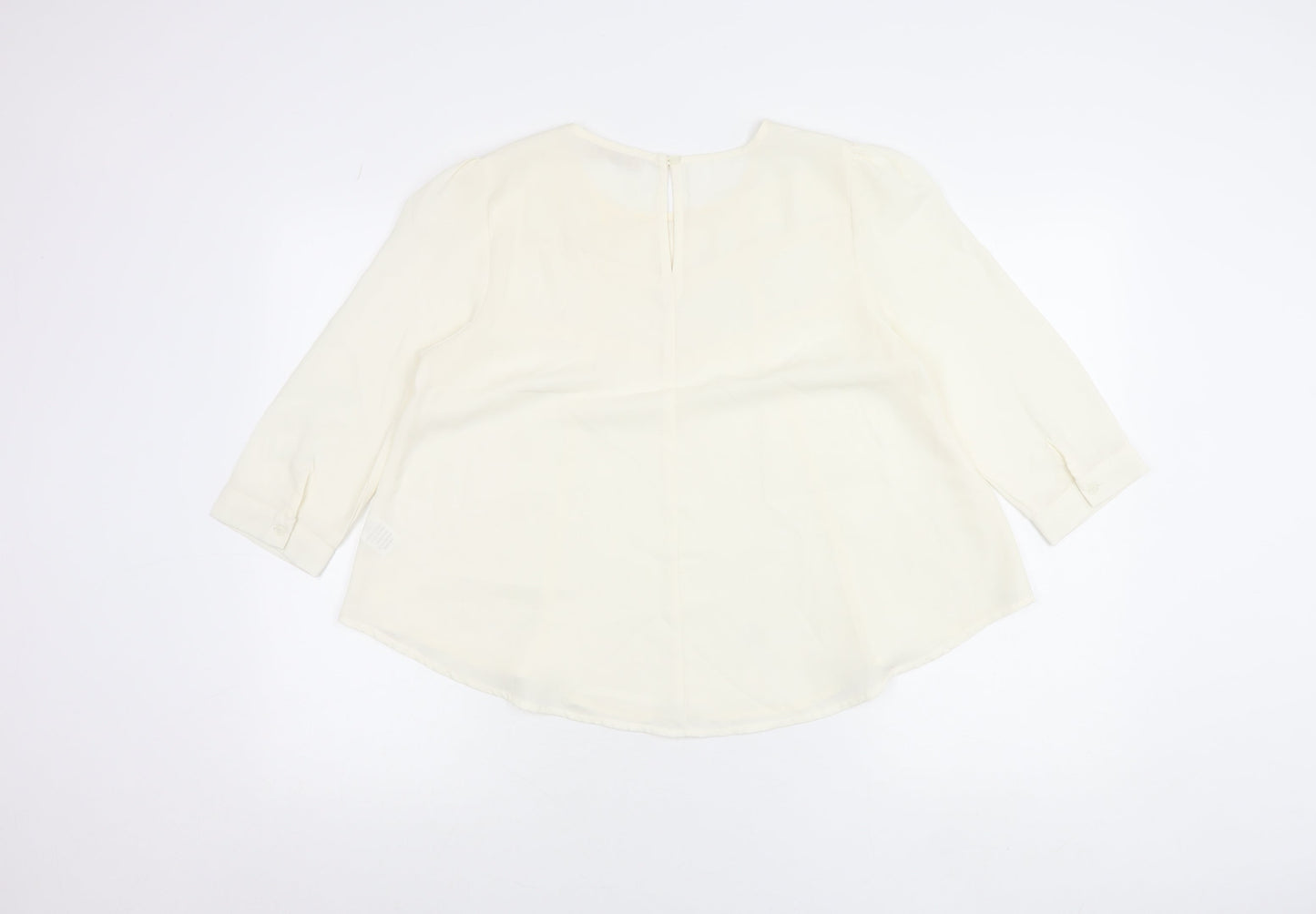 Elodie Womens Ivory Blouse Size M 3/4 Sleeve Tunic Top