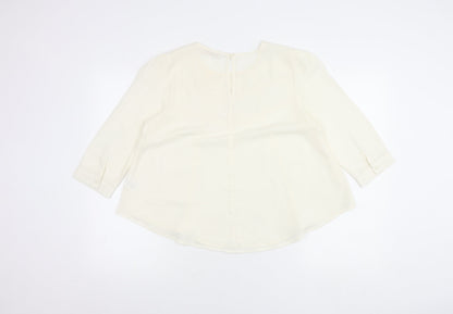 Elodie Womens Ivory Blouse Size M 3/4 Sleeve Tunic Top