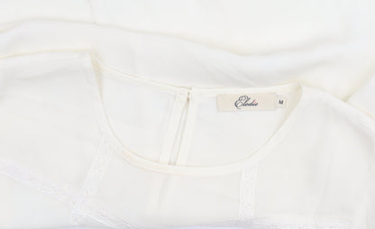 Elodie Womens Ivory Blouse Size M 3/4 Sleeve Tunic Top