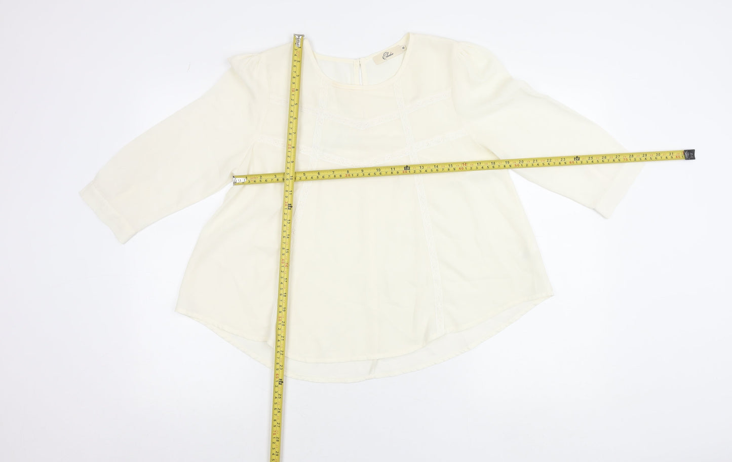 Elodie Womens Ivory Blouse Size M 3/4 Sleeve Tunic Top