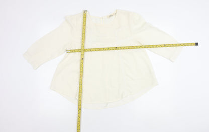 Elodie Womens Ivory Blouse Size M 3/4 Sleeve Tunic Top
