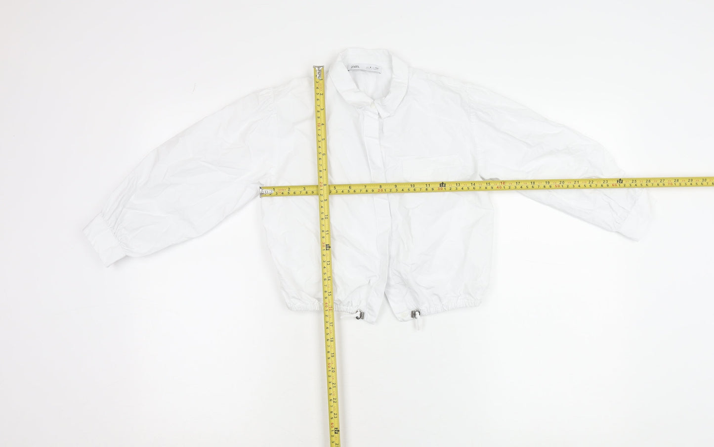 Zara Girls White Cotton Collared Button-Up Shirt 8 Years Long Sleeve