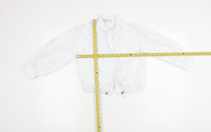 Zara Girls White Cotton Collared Button-Up Shirt 8 Years Long Sleeve