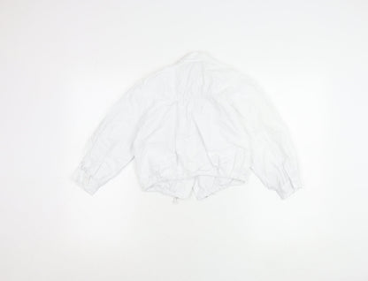 Zara Girls White Cotton Collared Button-Up Shirt 8 Years Long Sleeve