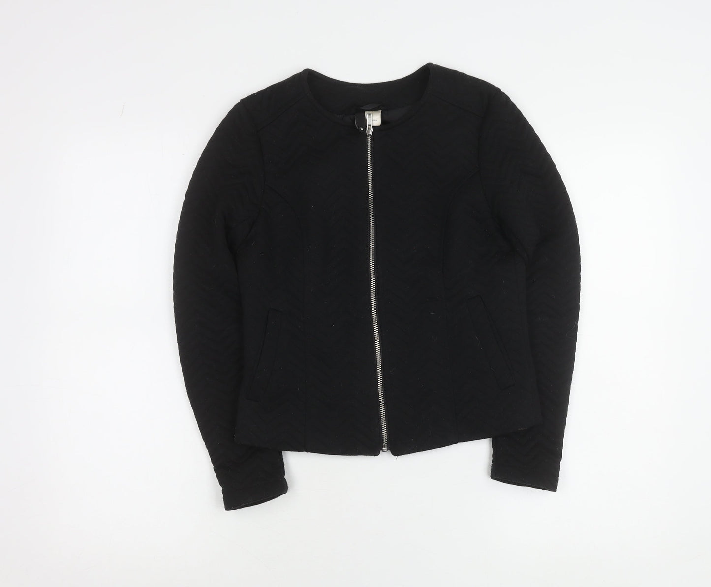 Divided Womens Black Size 6 Basic Casual Zip Jacket