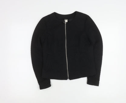Divided Womens Black Size 6 Basic Casual Zip Jacket