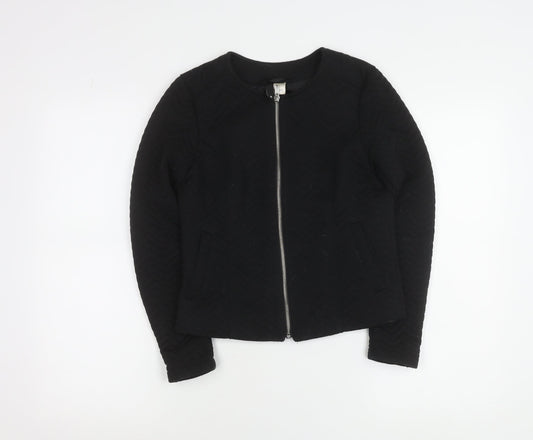 Divided Womens Black Size 6 Basic Casual Zip Jacket