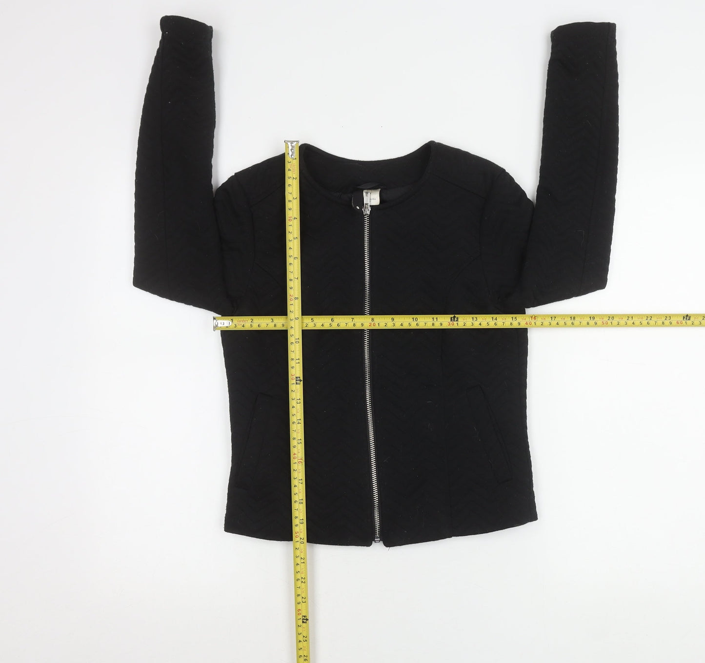 Divided Womens Black Size 6 Basic Casual Zip Jacket
