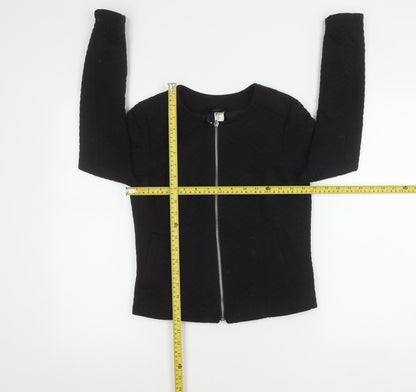 Divided Womens Black Size 6 Basic Casual Zip Jacket