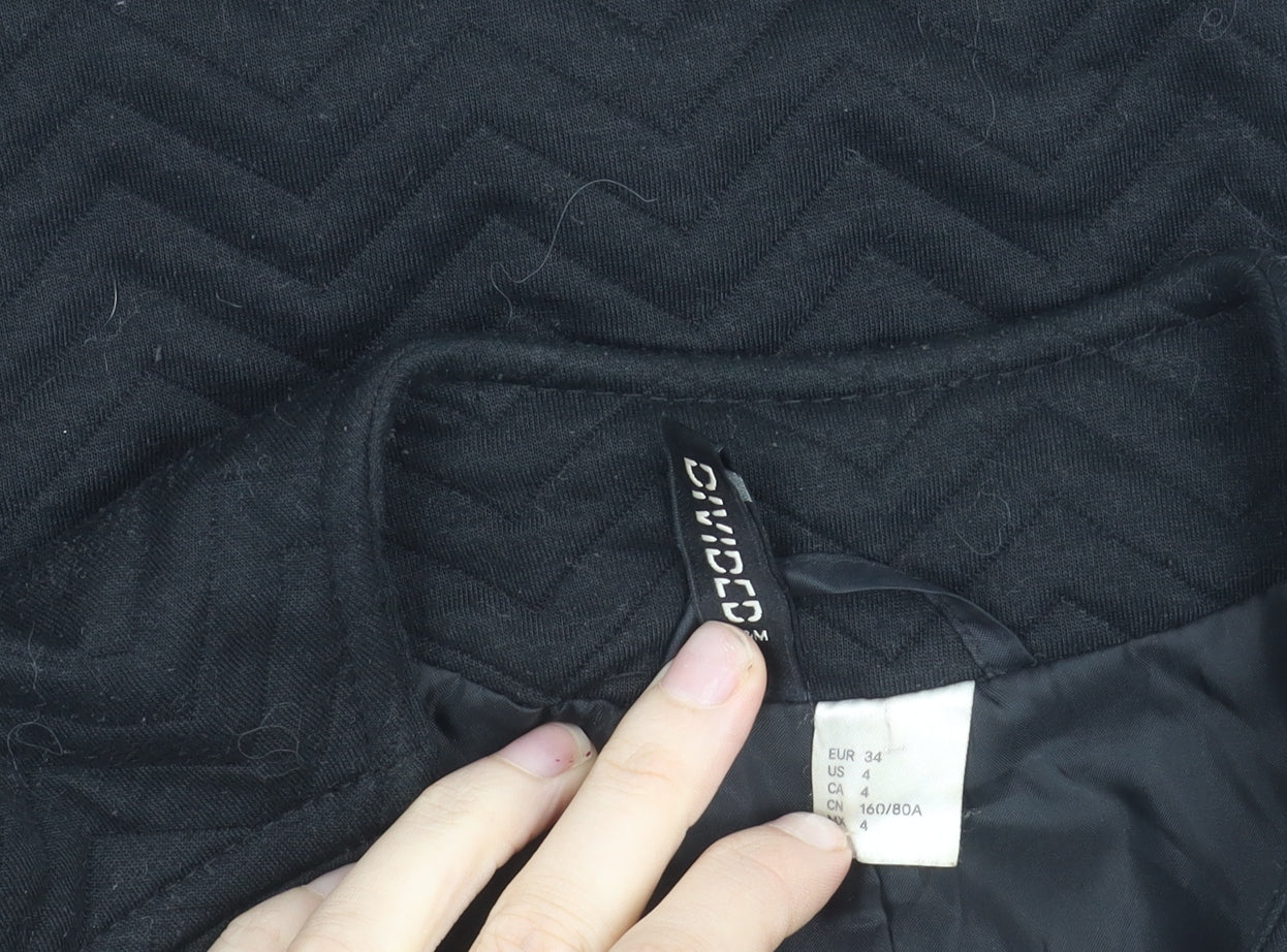 Divided Womens Black Size 6 Basic Casual Zip Jacket