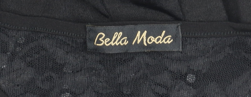 Bella Moda Women’s Black Plus Size 16 Tunic Blouse Sequin Lace 3/4 Sleeve