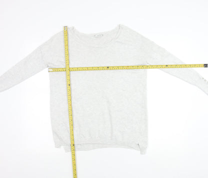 Zara Women Grey Knit Pullover Jumper Small Boat Neck Long Sleeve
