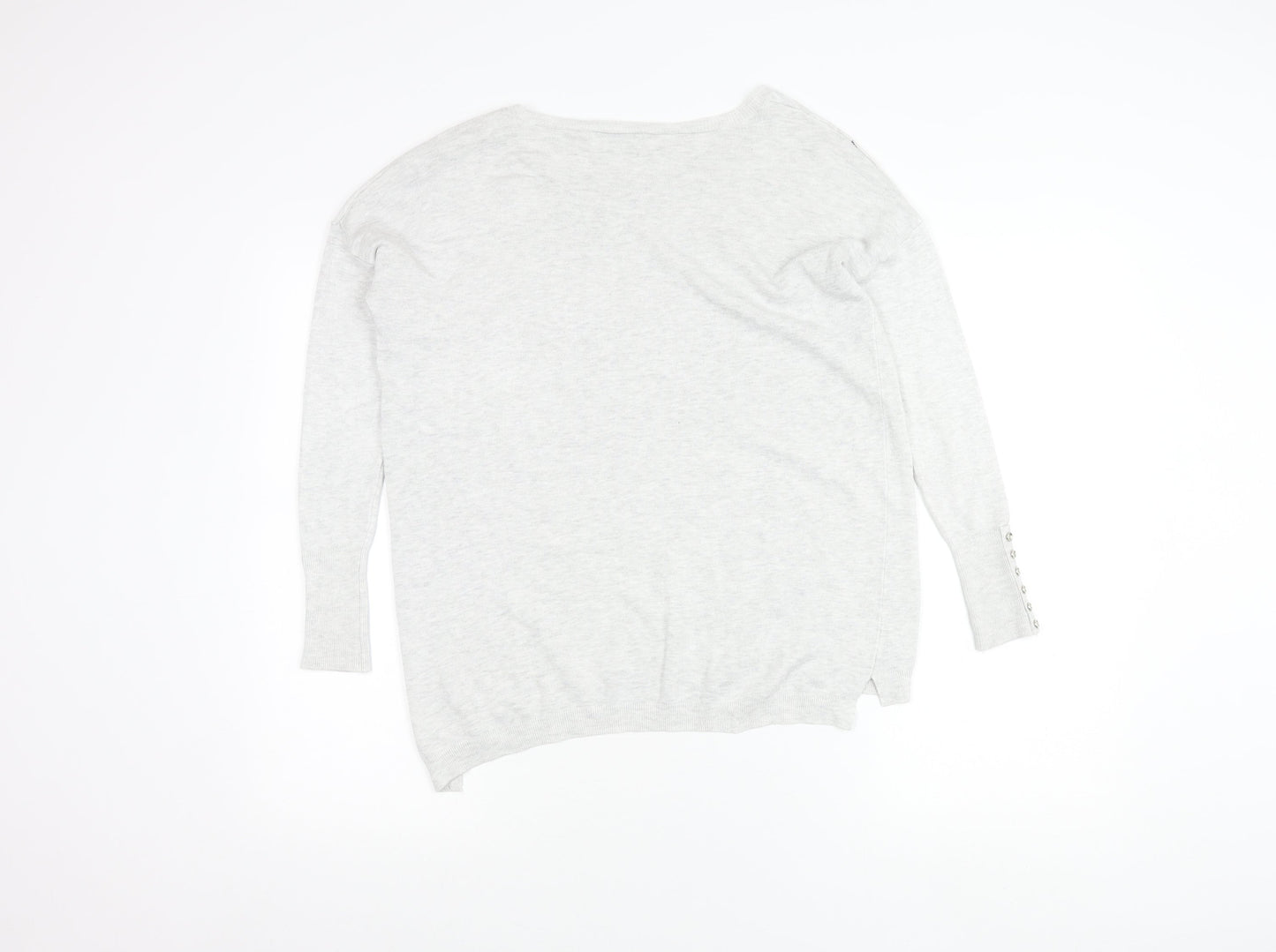 Zara Women Grey Knit Pullover Jumper Small Boat Neck Long Sleeve