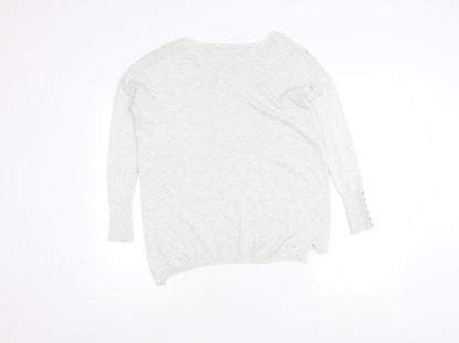 Zara Women Grey Knit Pullover Jumper Small Boat Neck Long Sleeve