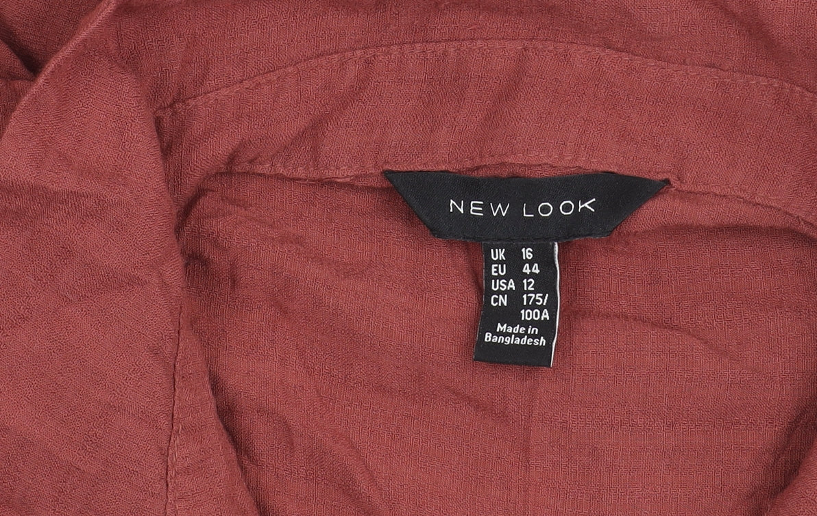 New Look Women’s Brown Viscose Button-Up Shirt Size 16