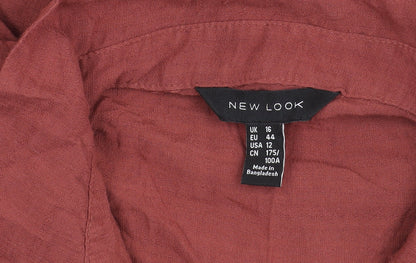 New Look Women’s Brown Viscose Button-Up Shirt Size 16