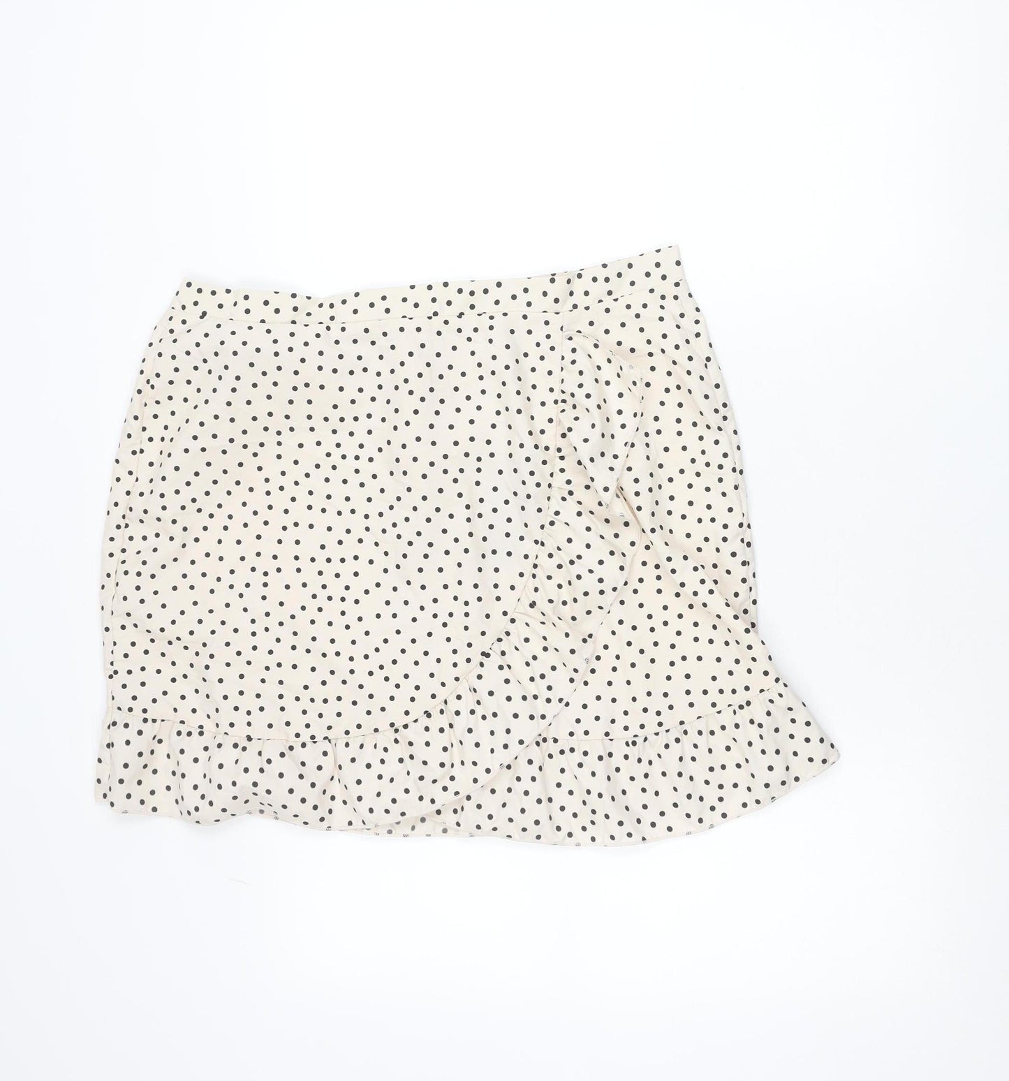 PrettyLittleThing Women’s Beige Polka Dot Wrap Skirt Size 16