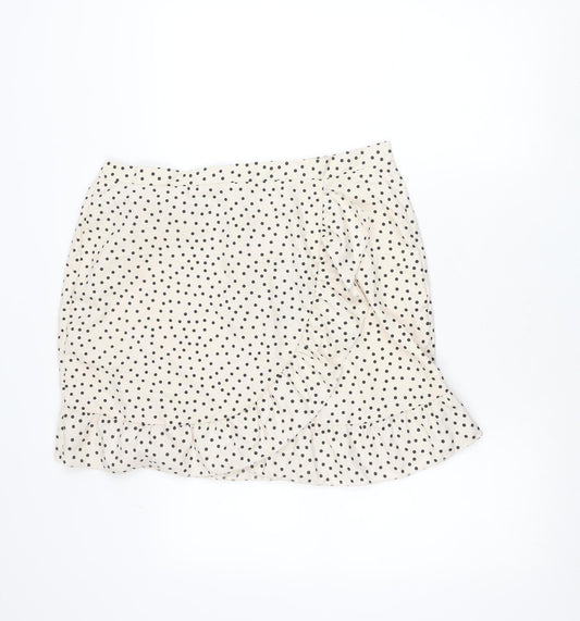 PrettyLittleThing Women’s Beige Polka Dot Wrap Skirt Size 16