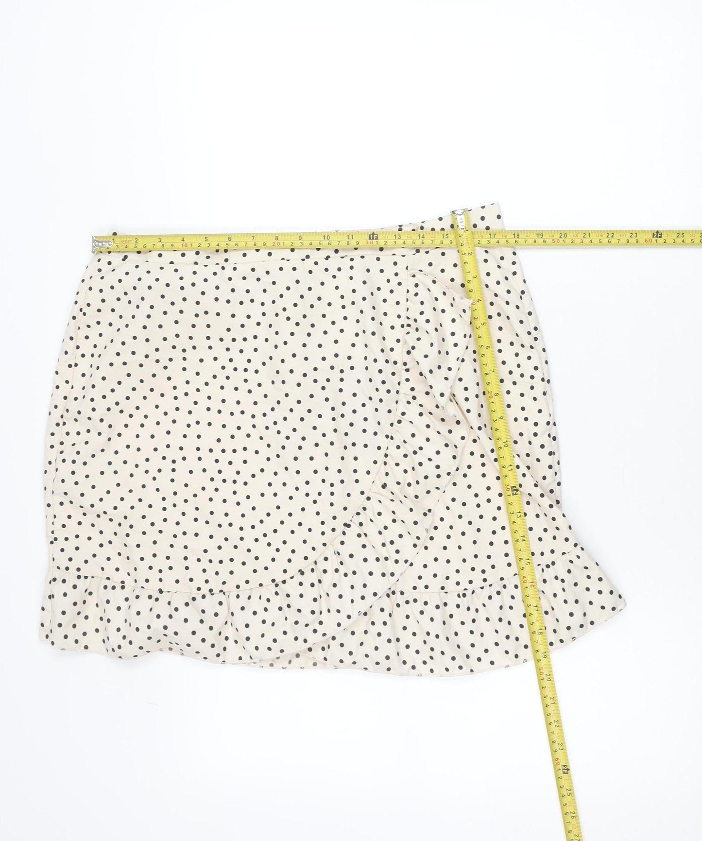 PrettyLittleThing Women’s Beige Polka Dot Wrap Skirt Size 16