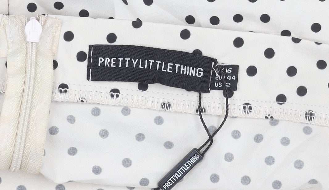 PrettyLittleThing Women’s Beige Polka Dot Wrap Skirt Size 16