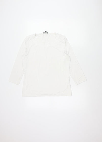 Viyella Womens White Sequin Neck 3/4 Sleeve T-Shirt Size M