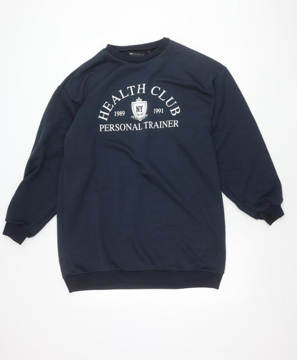ASOS DESIGN Womens Blue Pullover Sweatshirt Size 12 UK Graphic Logo