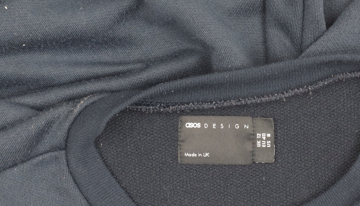 ASOS DESIGN Womens Blue Pullover Sweatshirt Size 12 UK Graphic Logo