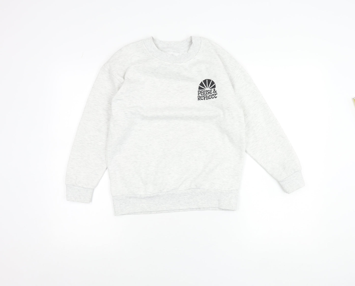 Primark Girls Grey Sweatshirt 9-10 Years Crew Neck Logo Print