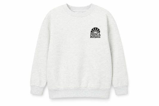 Front view of Primark girls’ grey sweatshirt 9-10 years crew neck logo print