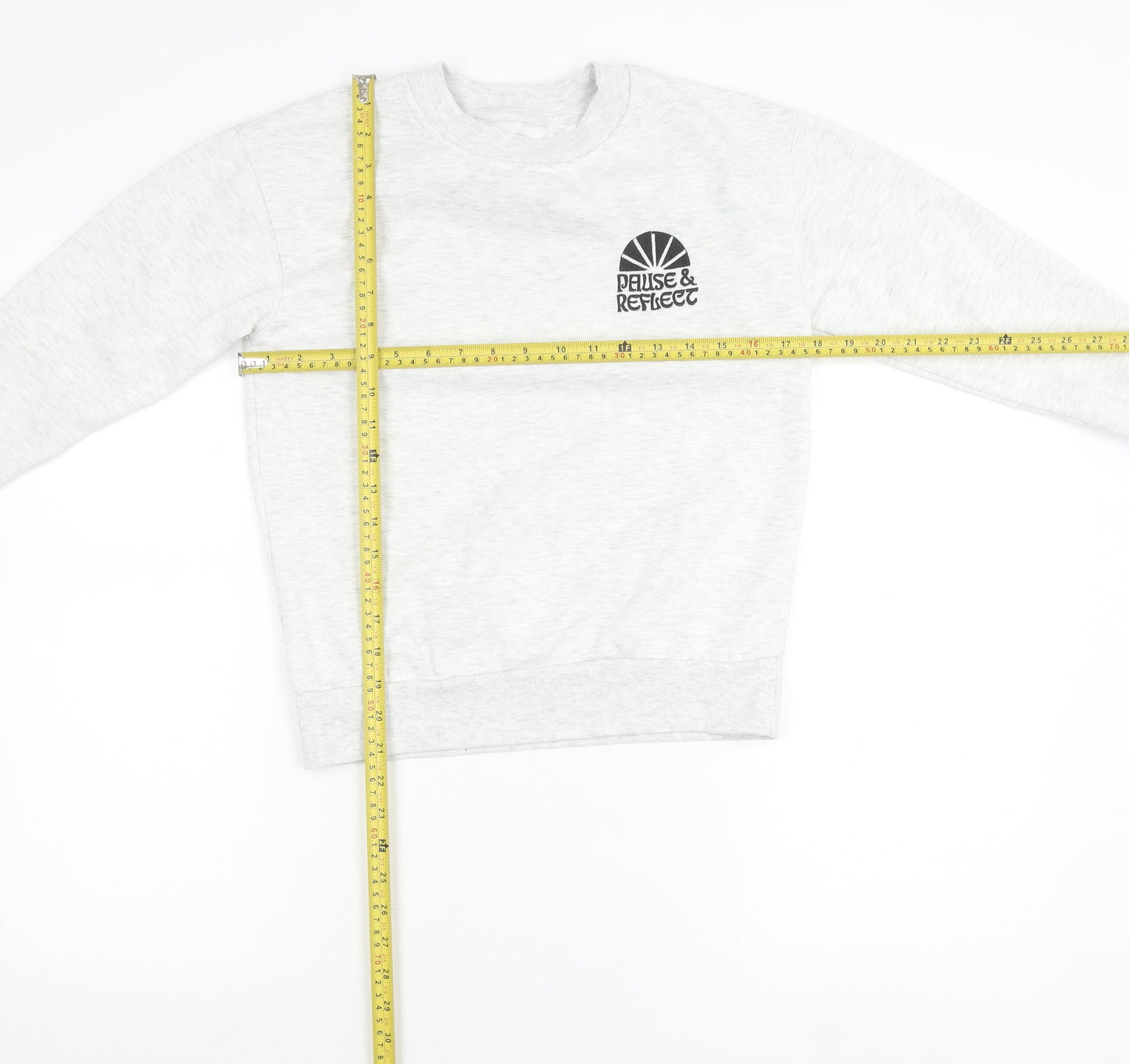 Primark Girls Grey Sweatshirt 9-10 Years Crew Neck Logo Print