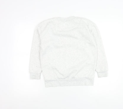 Primark Girls Grey Sweatshirt 9-10 Years Crew Neck Logo Print