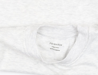 Primark Girls Grey Sweatshirt 9-10 Years Crew Neck Logo Print