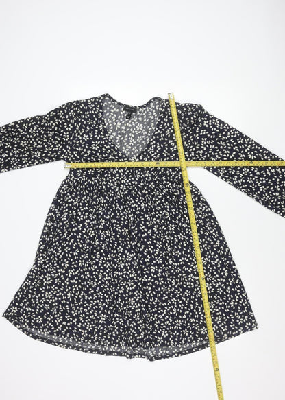 New Look Women’s Blue Floral Mini Skater Dress Size 8