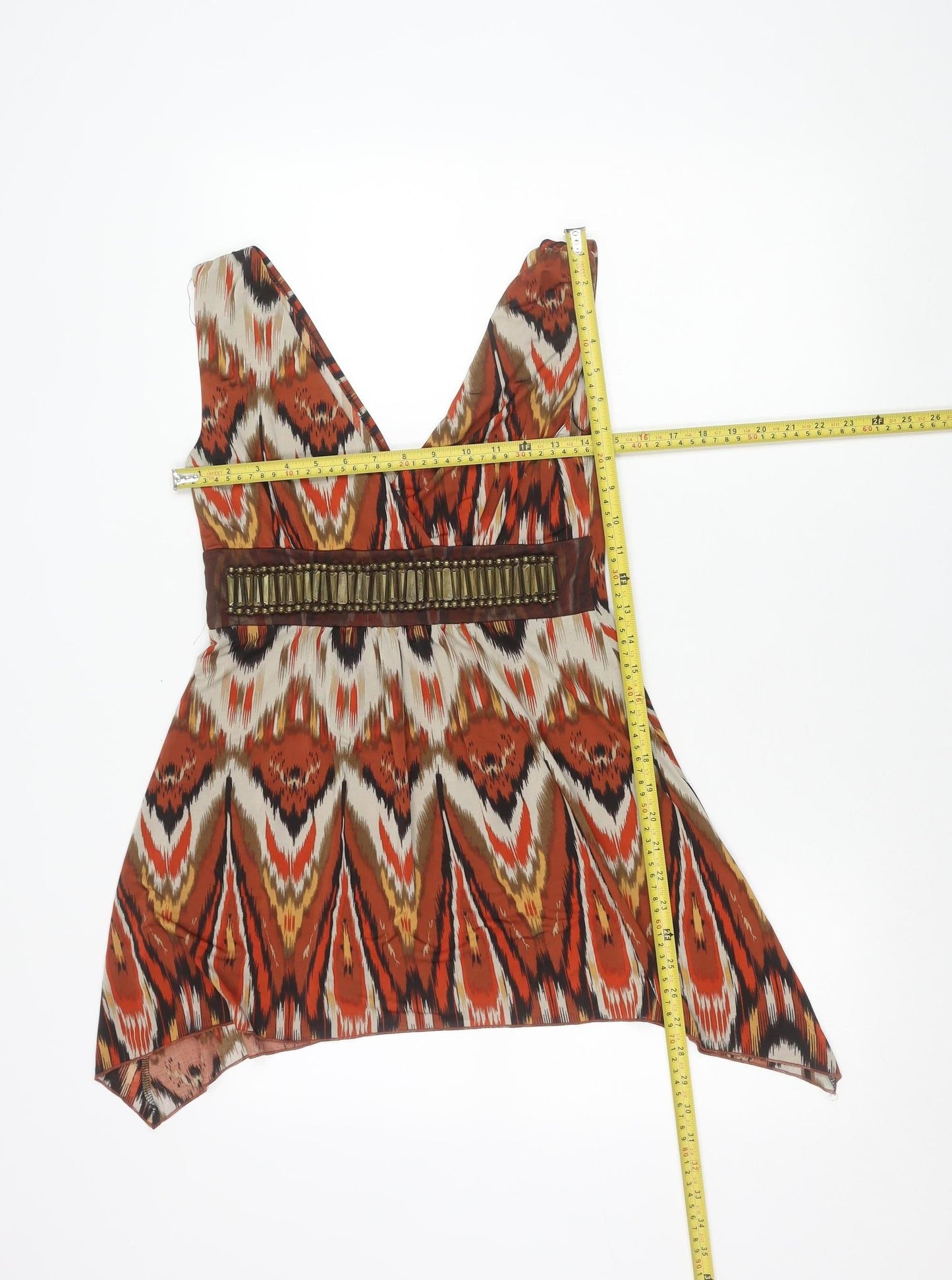 Zuppe Womens Multicoloured Geometric Beaded Tunic Blouse Size 10