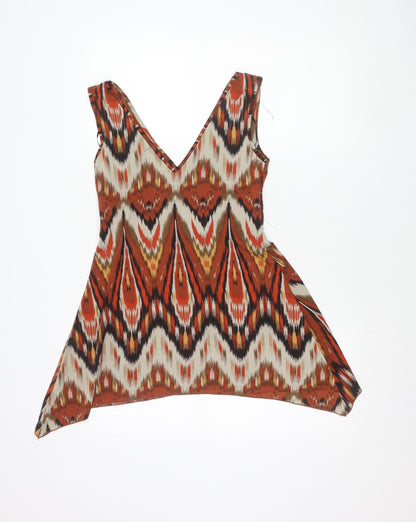 Zuppe Womens Multicoloured Geometric Beaded Tunic Blouse Size 10