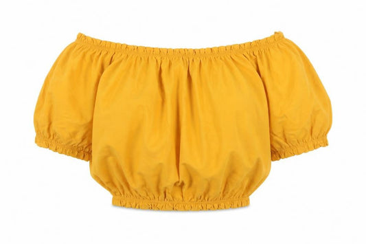 Primark Women’s Yellow Cropped Off Shoulder Puff Sleeve Blouse Size 10